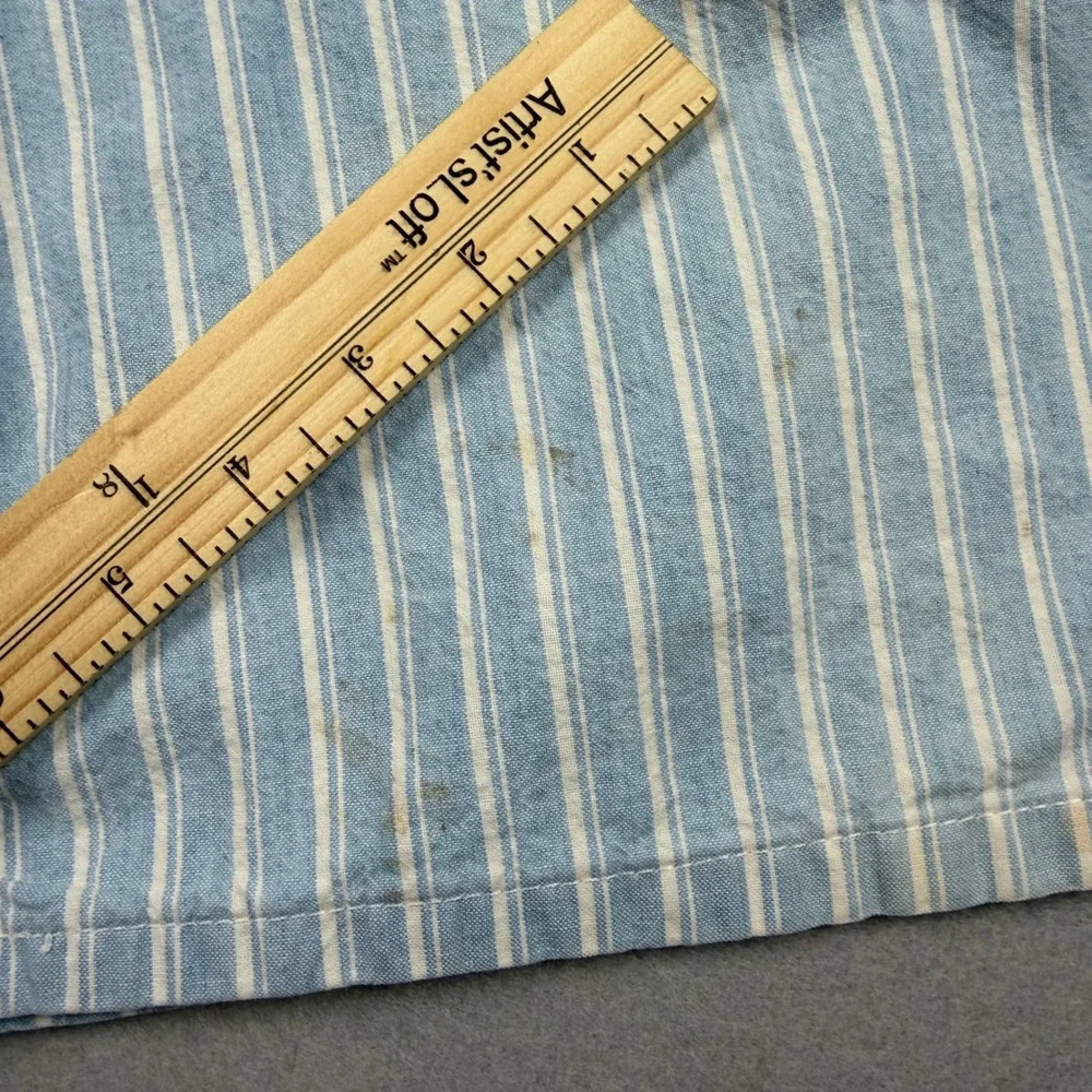 Vintage 90s Duck Head Mens 36 Blue White Striped Pleated Chino Shorts Duck Logo
